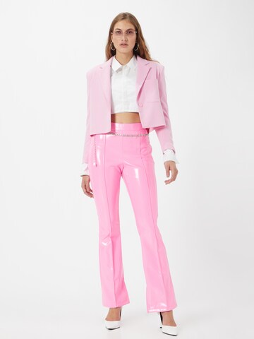 SOMETHINGNEW Boot cut Trousers with creases 'Cleo' in Pink