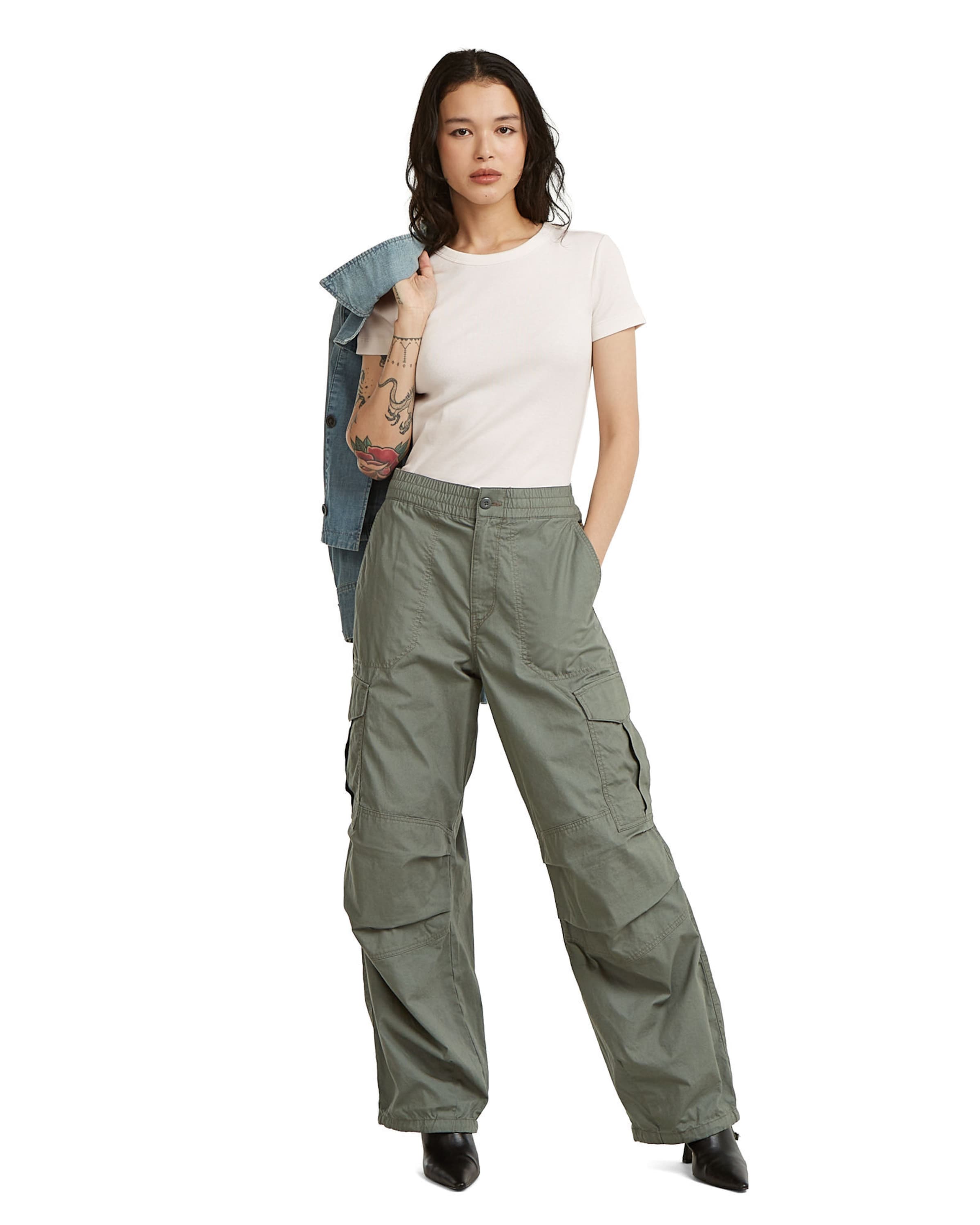 G-STAR Loosefit Cargo pant - 'Wide Leg Cargo Pants' in Grün