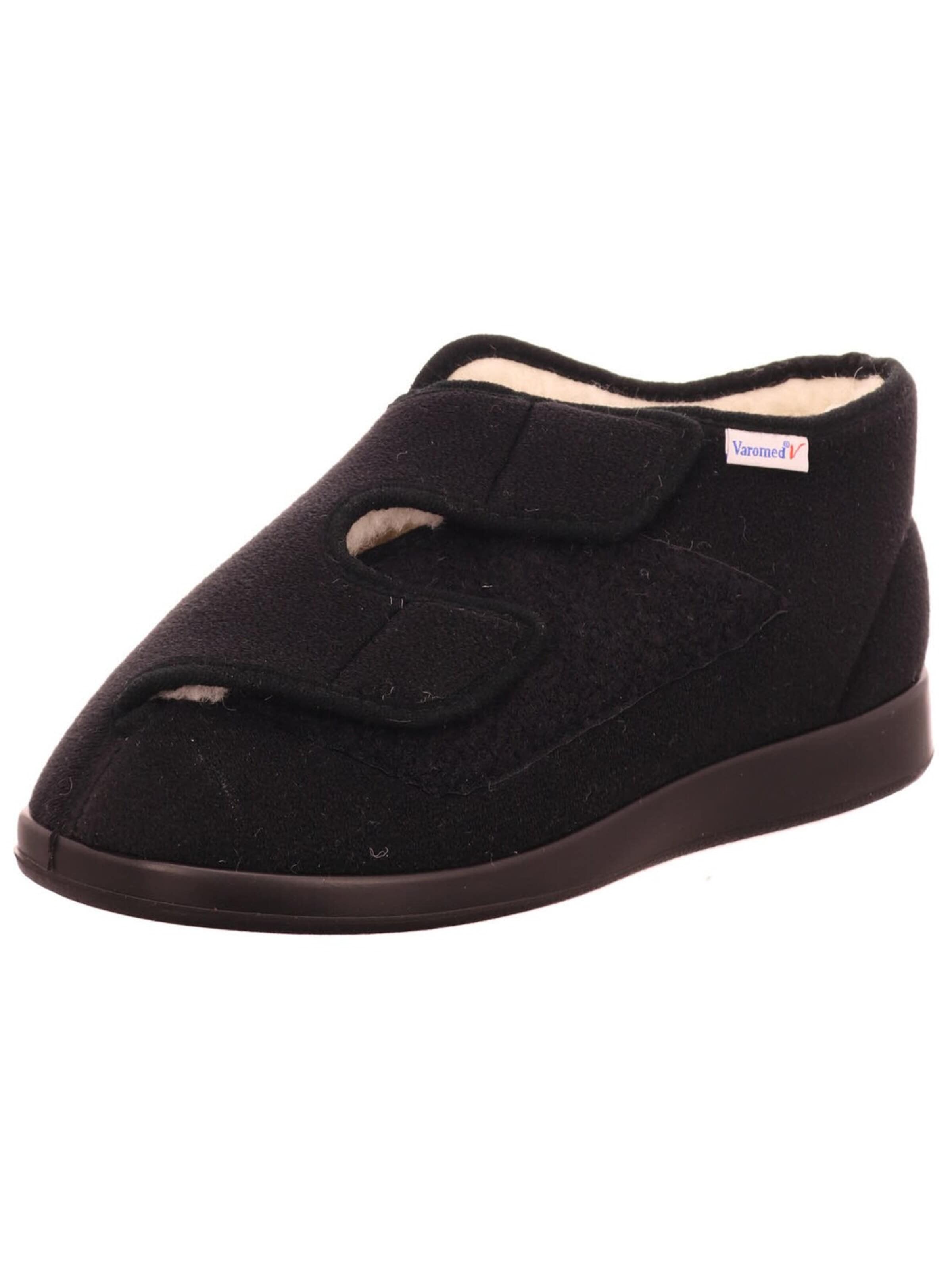 Varomed Slippers 'Hausschuh Herren 60.925 60 Textil in schwarz' in Black: front