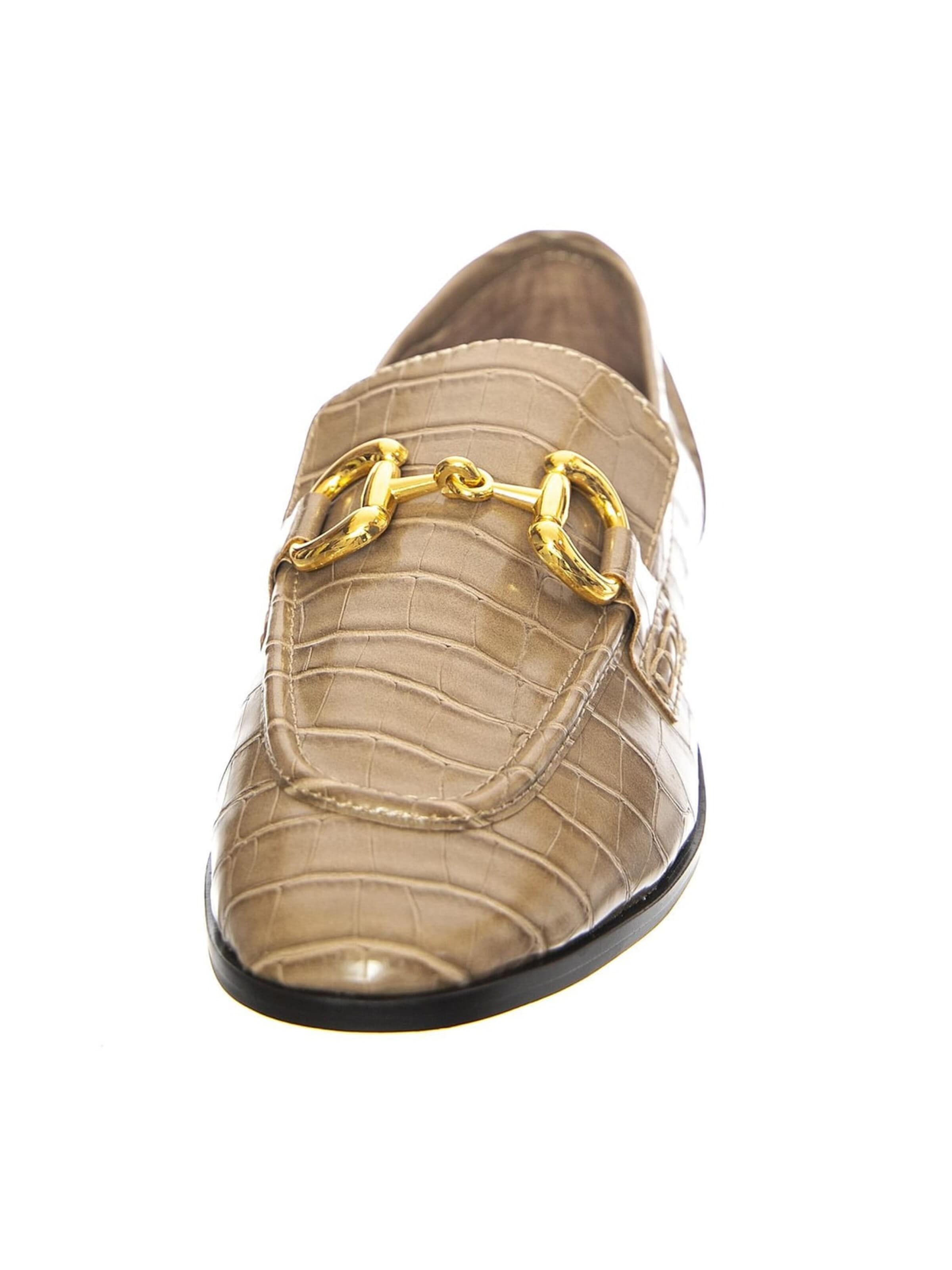 Jeffrey Campbell Mocassins 'W' Velviteen Dark Sand Croco' in Bruin