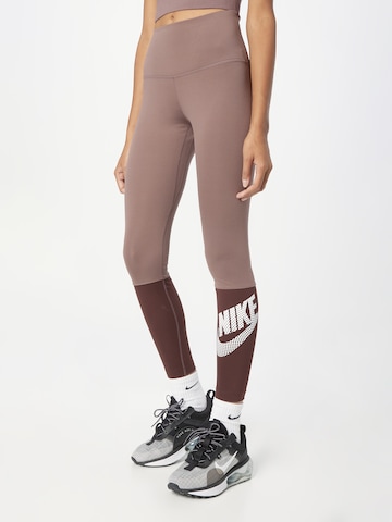 NIKE Skinny Workout Pants in Grey: front