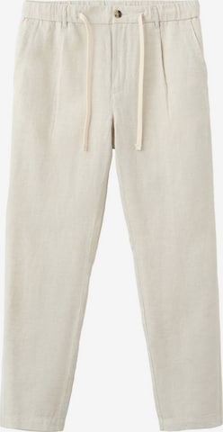 MANGO MAN Slim fit Pleat-Front Pants 'Romelino' in Beige: front