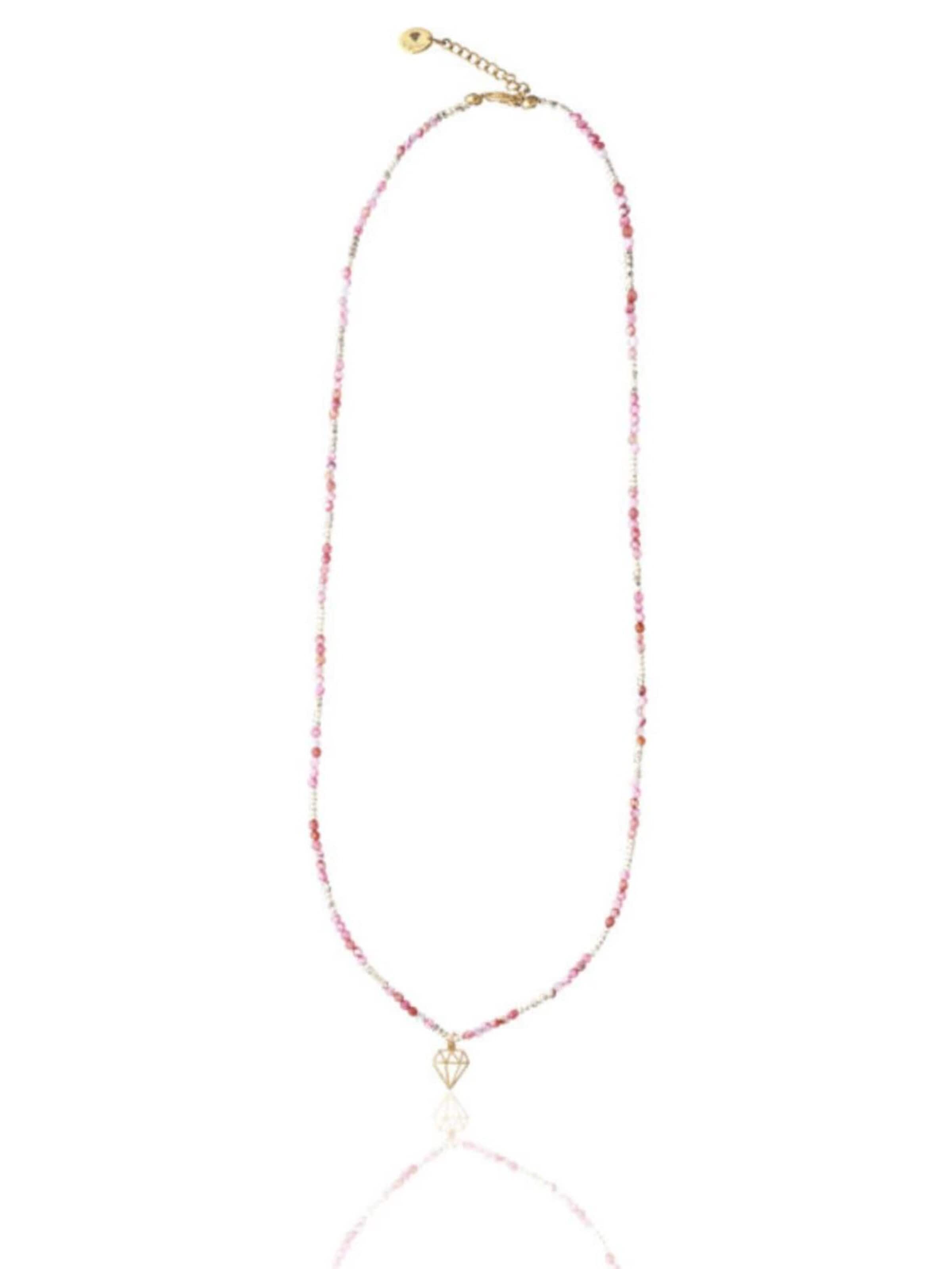 THE GEM STORIES JEWELRY Αλυσίδα 'Agate Necklace' σε ροζ: μπροστά