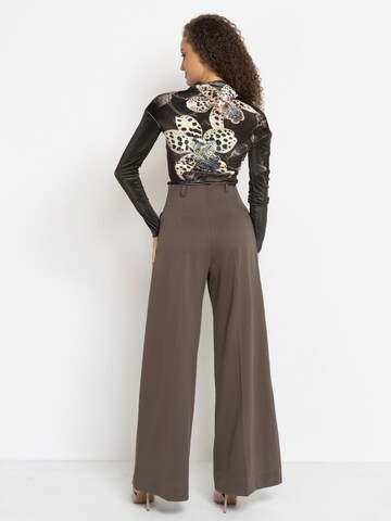 JIORO Wide Leg Hose 'ESSENTIALS' in Braun