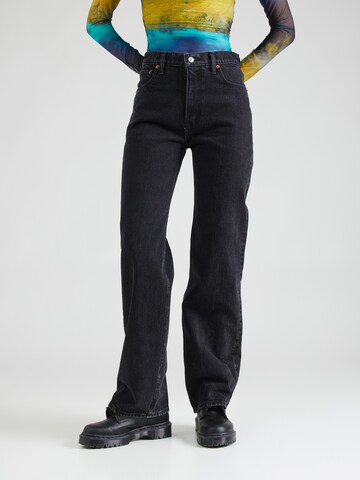 Abercrombie & Fitch Wide leg Jeans in Zwart: voorkant