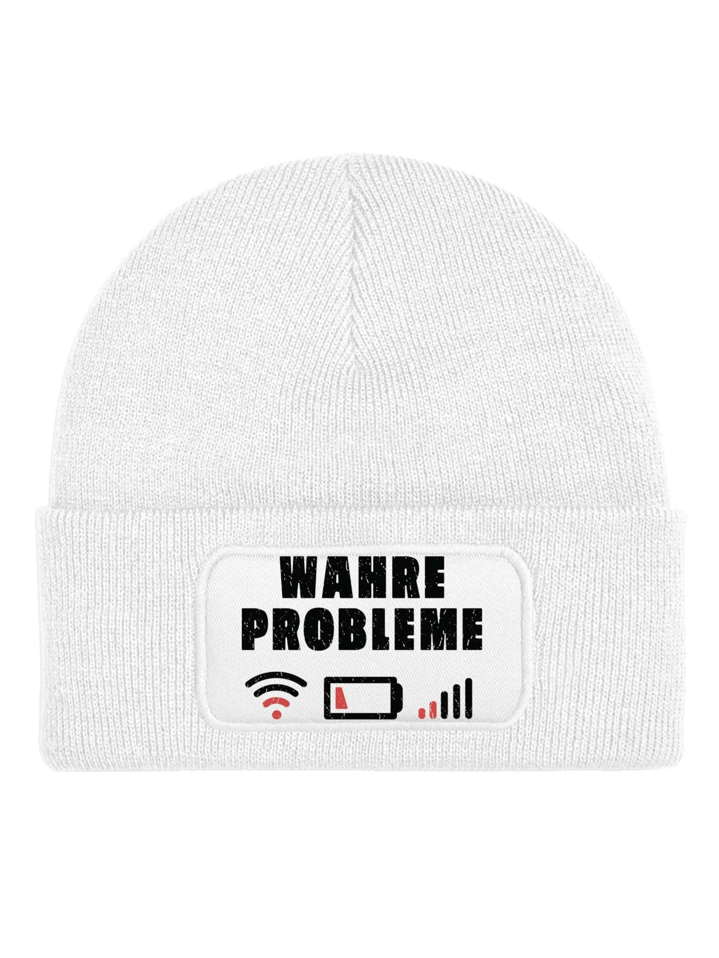 Youth Designz Beanie 'Wahre Probleme' in White: front