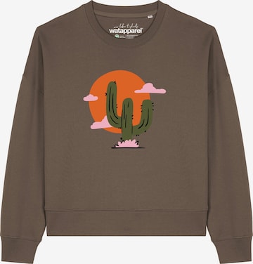Watapparel Sweatshirt ' Kaktus im Sonnenuntergang ' in Bruin: voorkant
