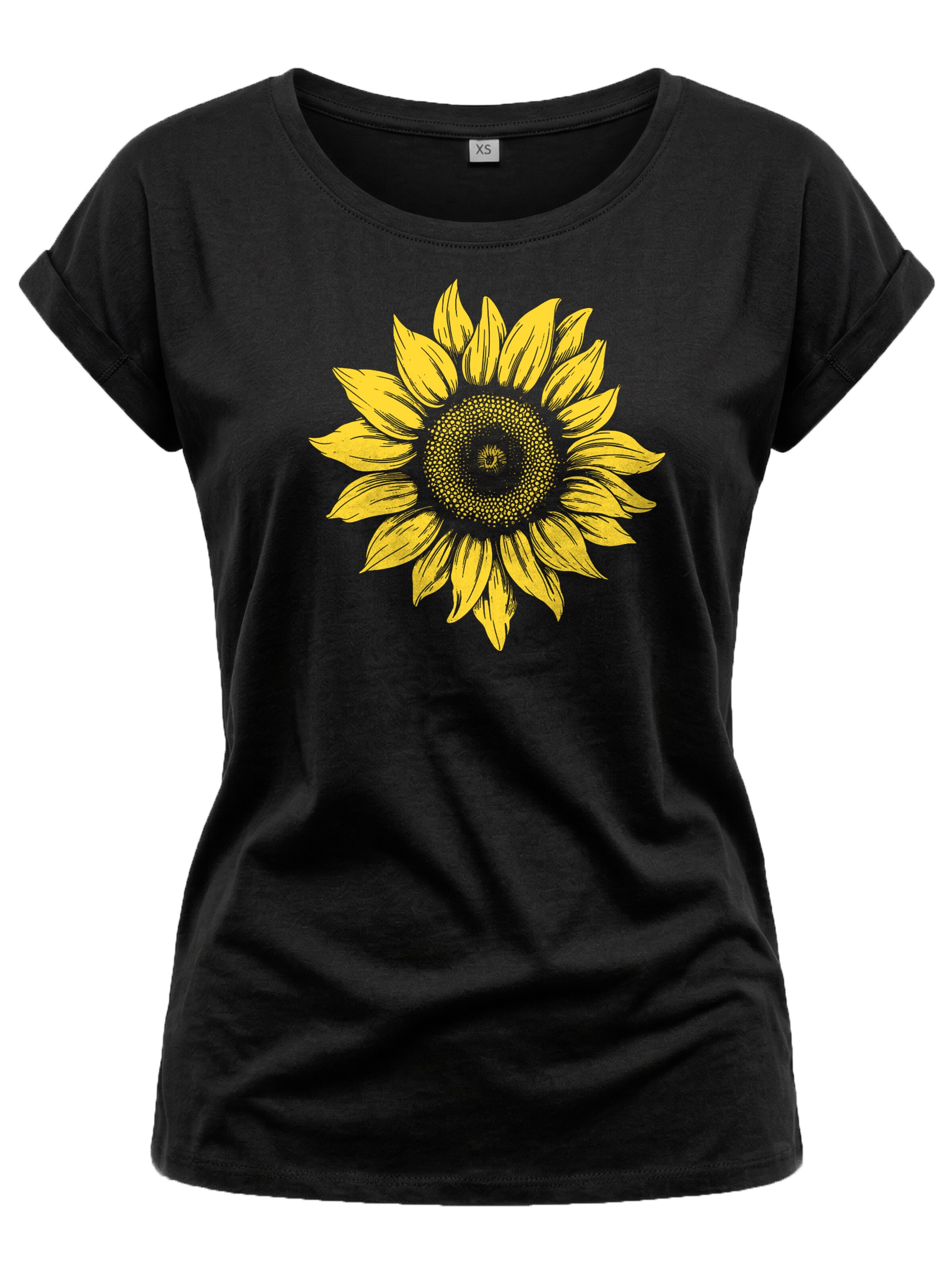 MAKAYA Shirt 'Sonnenblume' in Black: front