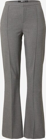 Gina Tricot Flared Trousers in Grey: front