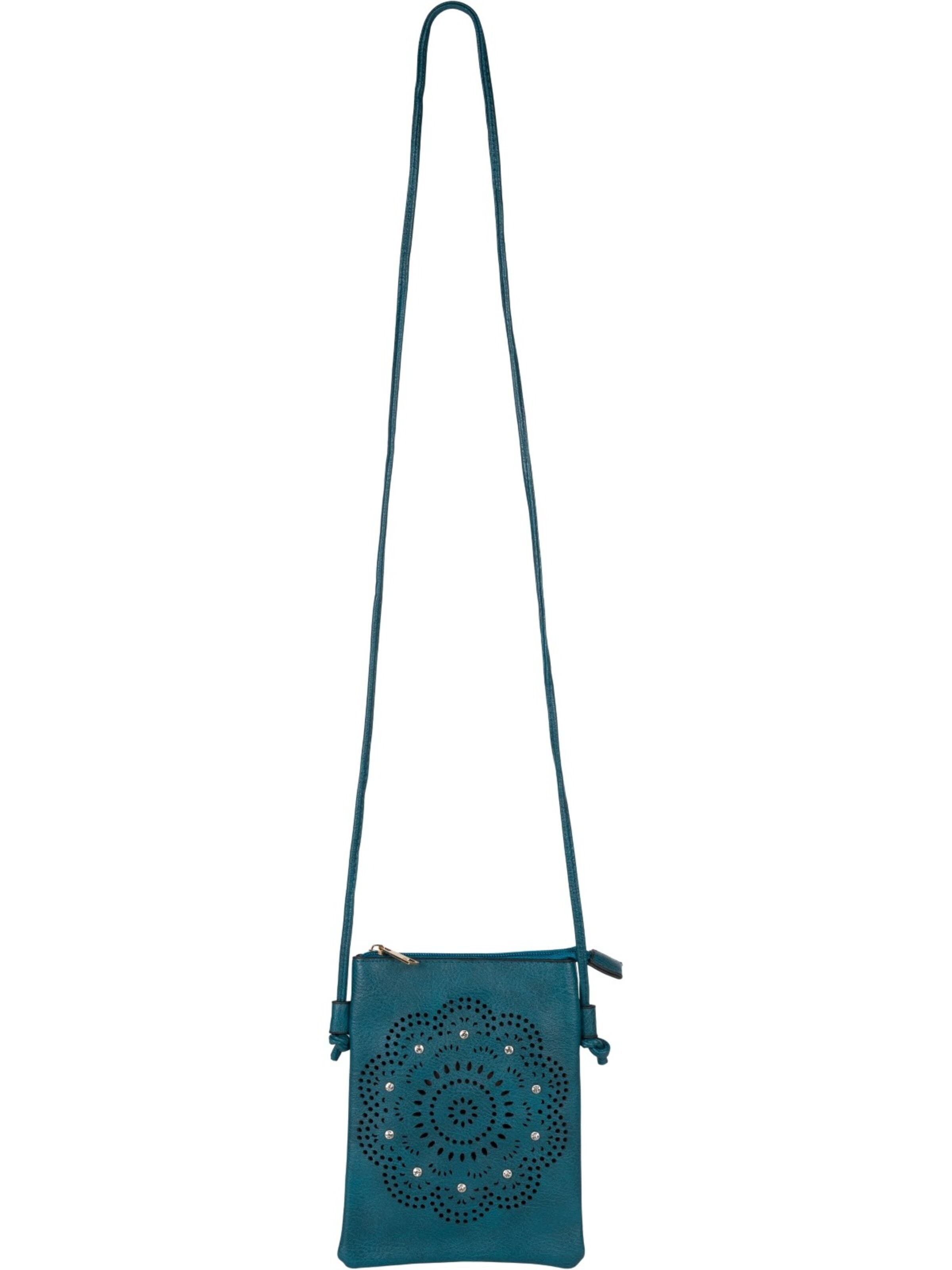 styleBREAKER Umhängetasche 'Mini Umhängetasche Blumen Cutout und Strass'‌‌‌‌‌‌‌ in Grün