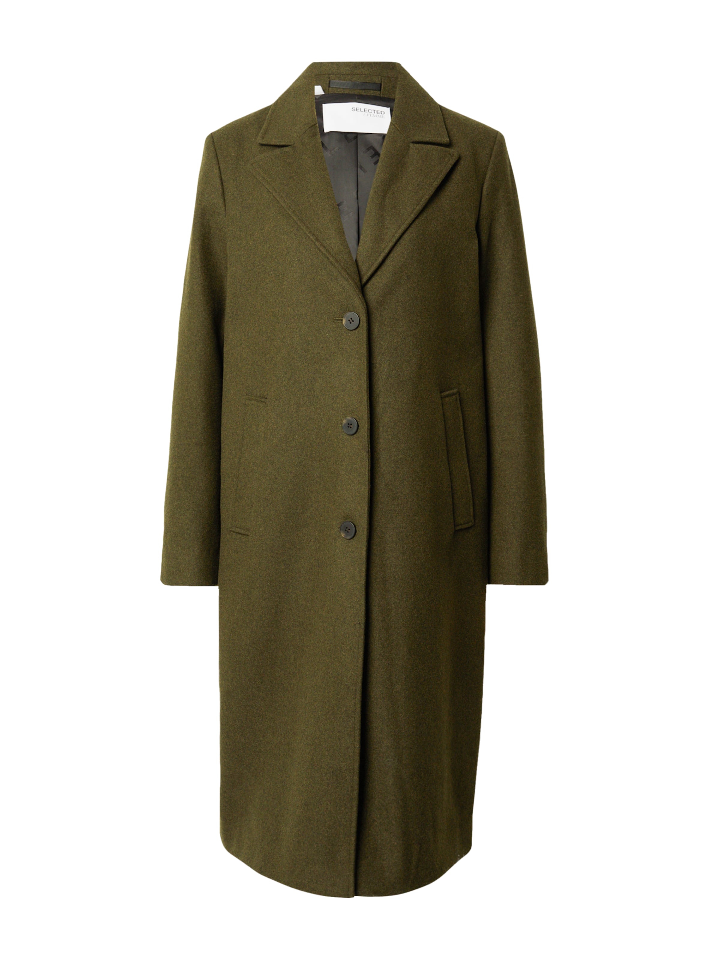 SELECTED Between-Seasons Coat 'ALMA' in Green: front
