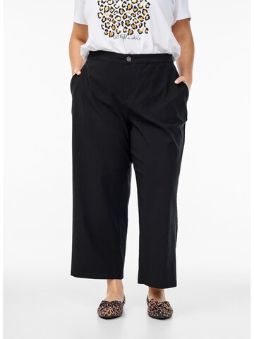 Zizzi Wide leg Παντελόνι 'JEVA' σε μαύρο: μπροστά
