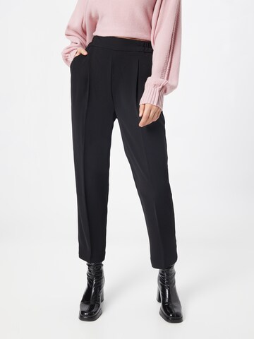 Sisley Tapered Pleat-front trousers in Black: front