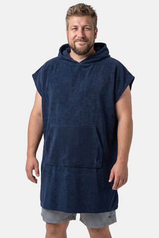 Men Plus Badjas lang  in Blauw: voorkant