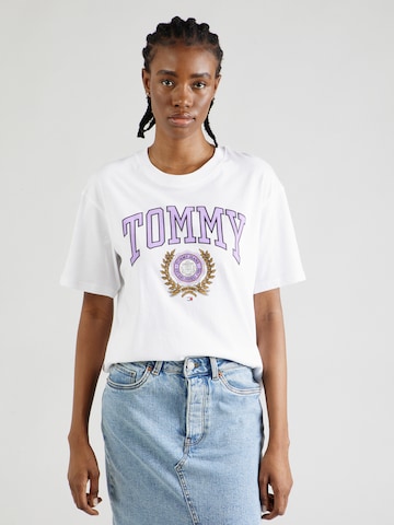 Tommy Jeans Shirt 'Varsity Sport 3' in Wit: voorkant