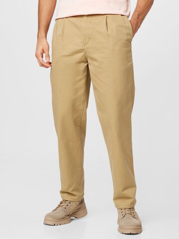 Dockers Regular Veckad byxa 'KHAKI' i beige: framsida