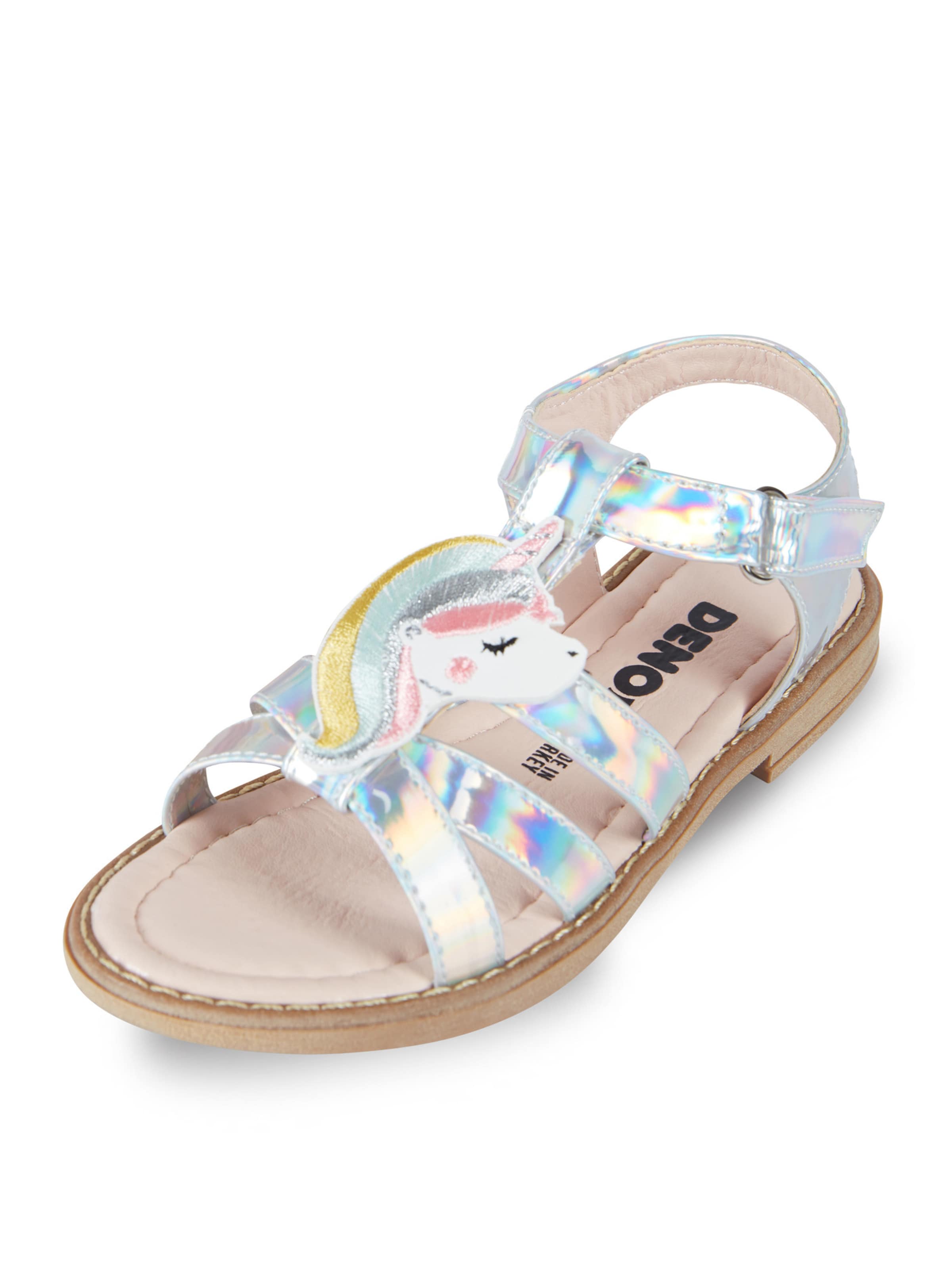 Sandales Denokids en argent : devant