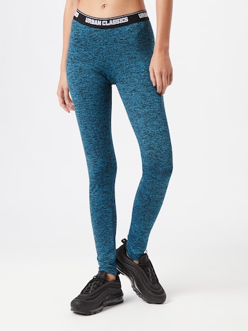 Urban Classics Skinny Leggings in Blue: front