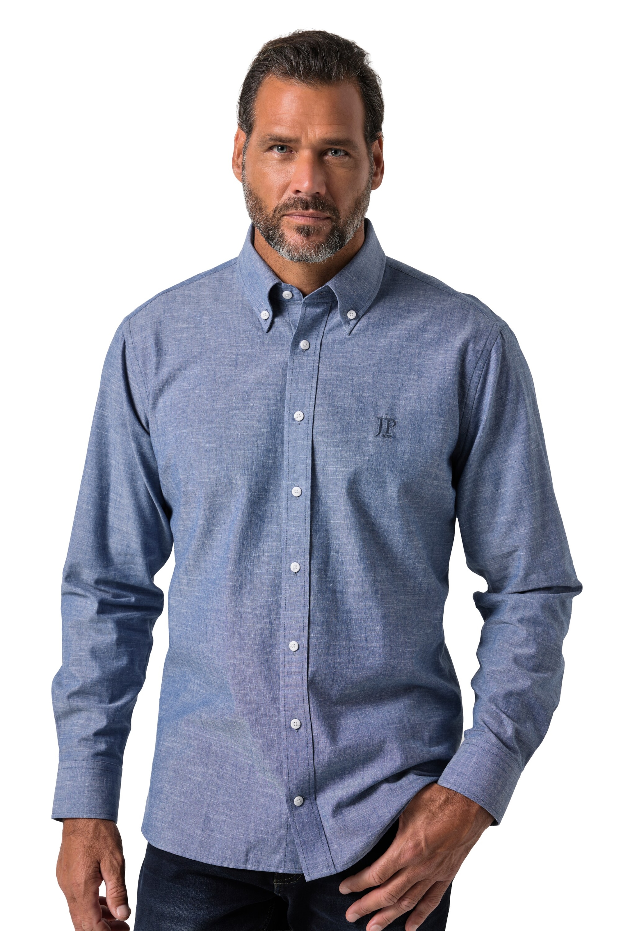 JP1880 Regular fit Overhemd in Blauw: voorkant