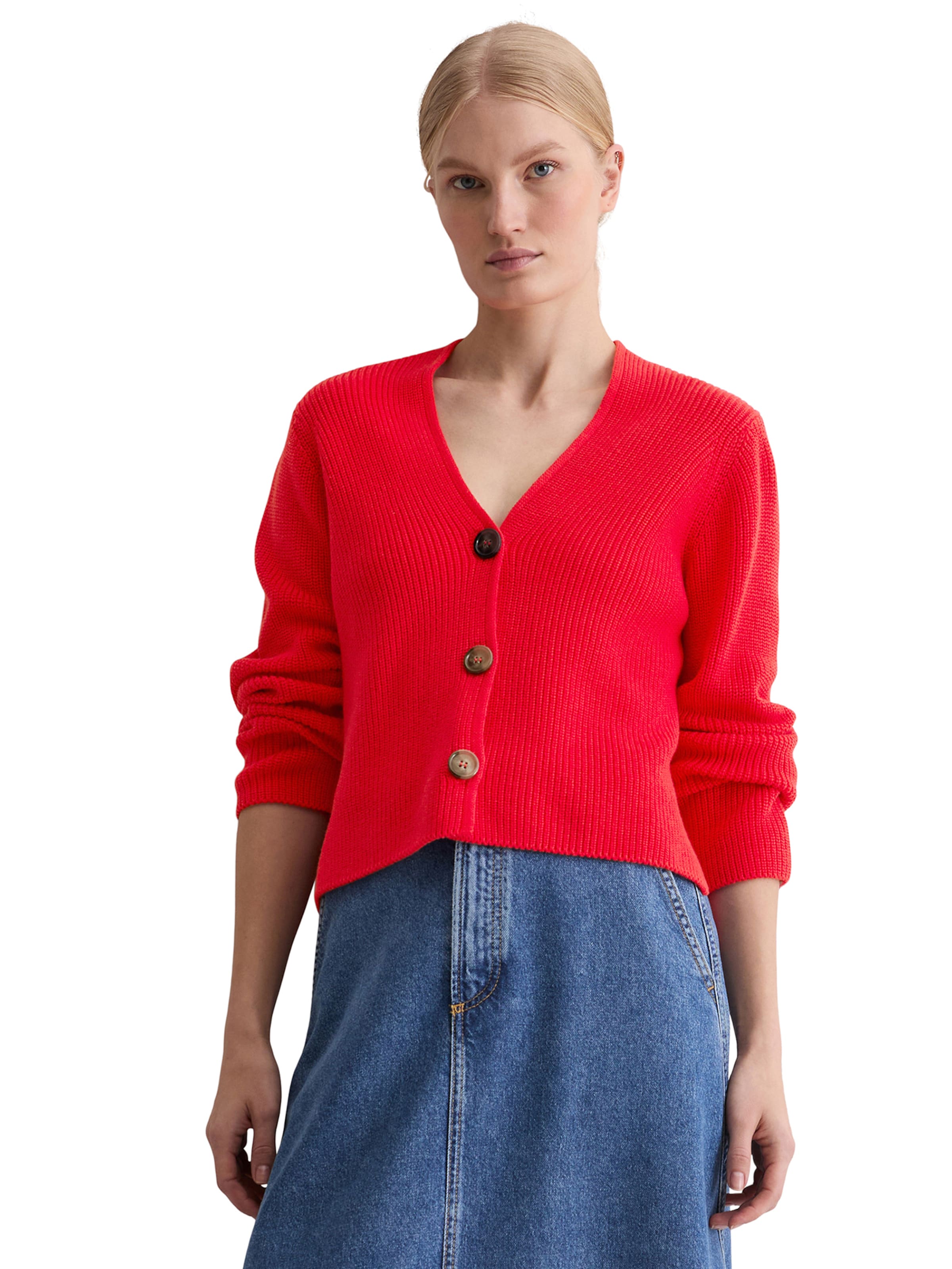 Marc O'Polo Gebreid vest in Rood: voorkant