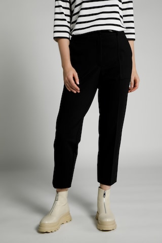 Ulla Popken Regular Pleat-Front Pants in Black: front