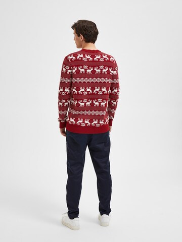 SELECTED HOMME Sweater 'Deer' in Red