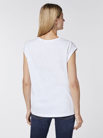 Oklahoma Jeans Top ' mit Statement-Print aus Jersey ' in White