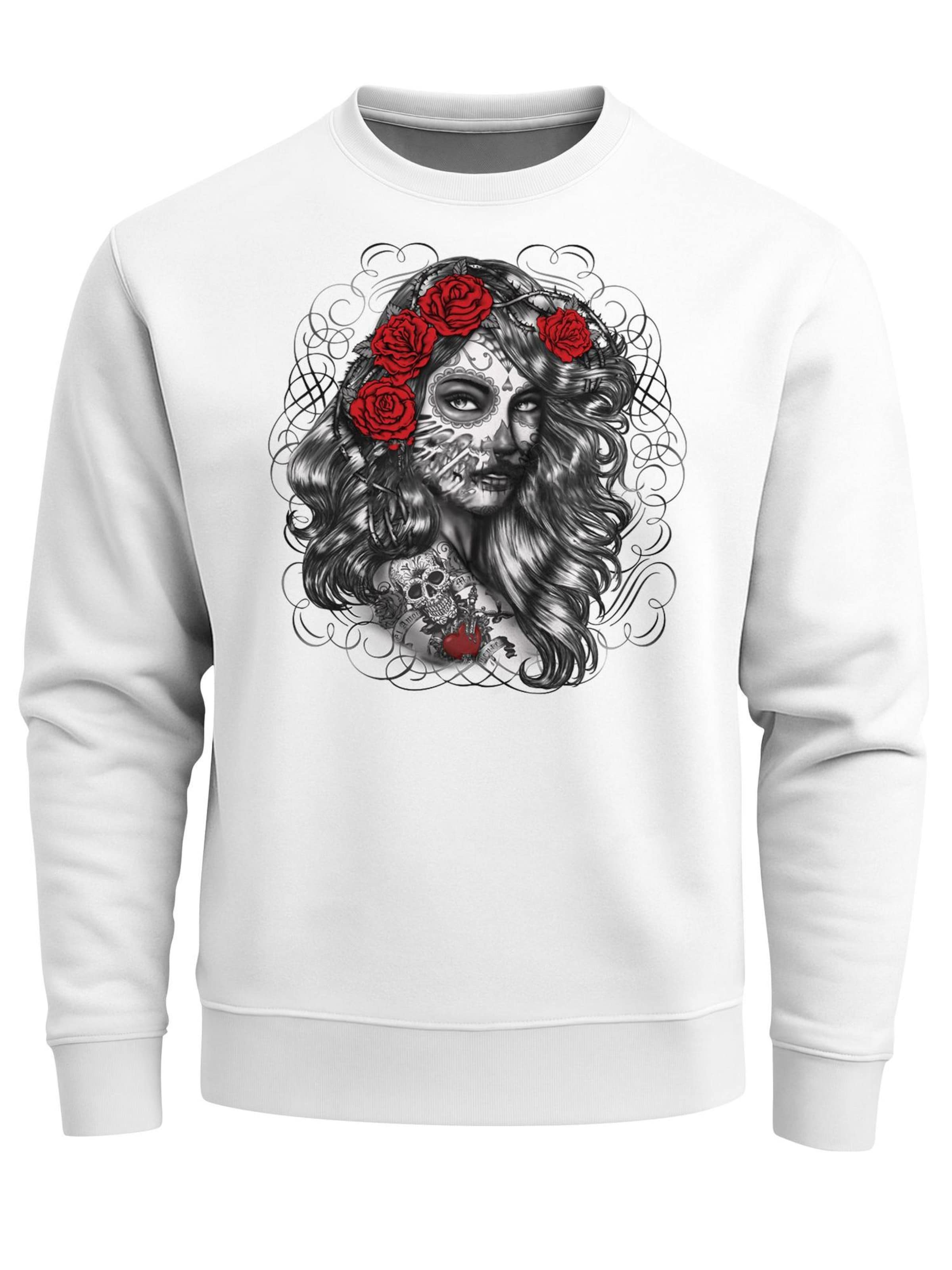 Neverless Sweatshirt 'Day of Dead'‌‌ in Weiß: Vorderseite
