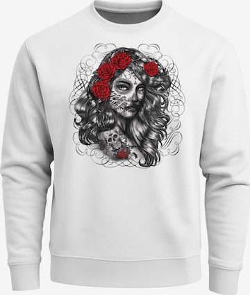 Neverless Sweatshirt 'Day of Dead' in White: front