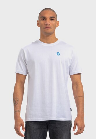 Oldskull Shirt 'Retro Pixel Wave Logo Graphic' in White: front