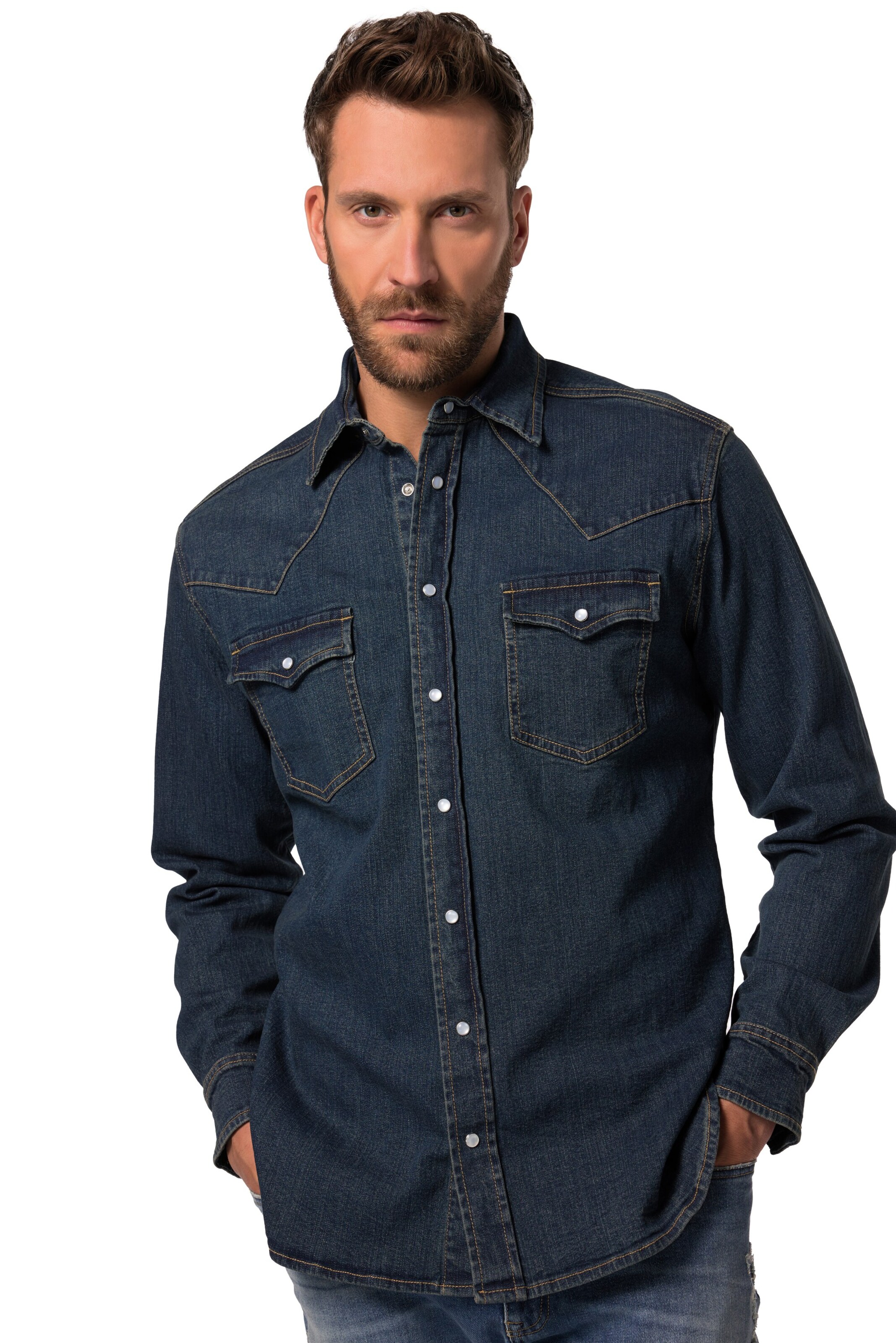 JP1880 Regular fit Overhemd in Blauw: voorkant