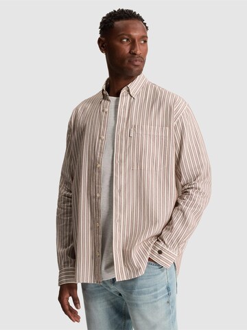 CAST IRON Comfort Fit Skjorta 'Relaxed fit shirt with stripe pattern' i brun: framsida