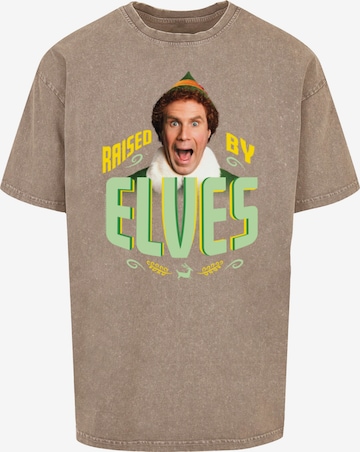 ABSOLUTE CULT Shirt 'Elf - Raised By Elves' in Bruin: voorkant