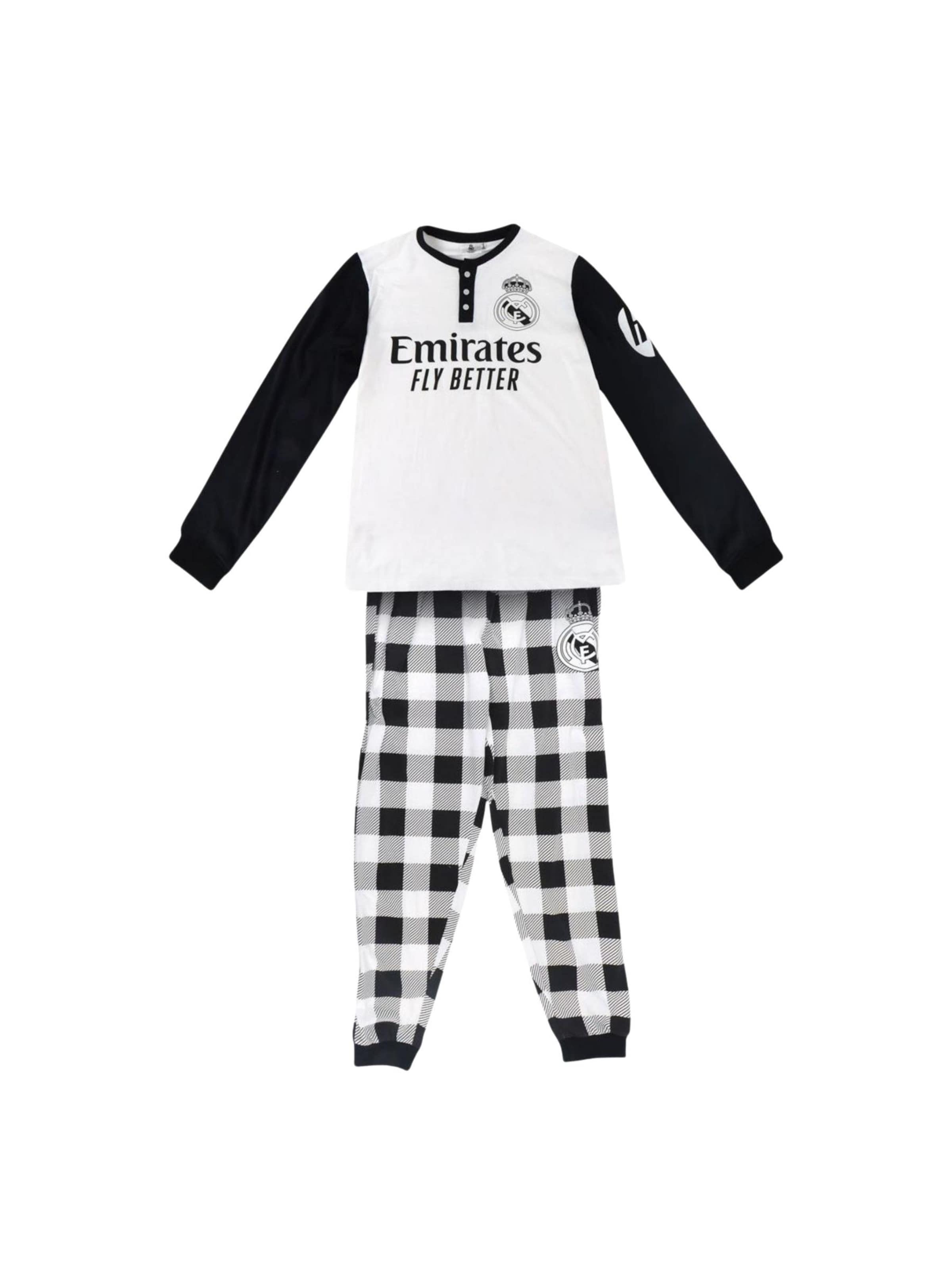 Cerdá Pajama 'Real Madrid Premium Langarm-Pyjama – Weiches Single-Jersey' in White: front