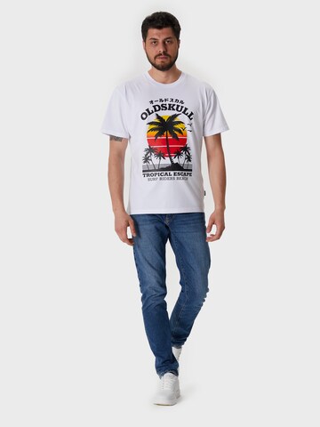 Oldskull T-Shirt 'Wrldvibe Palmtee' in Weiß