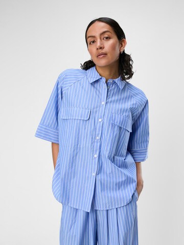 Camicia da donna 'POPLINA' di OBJECT in blu: frontale