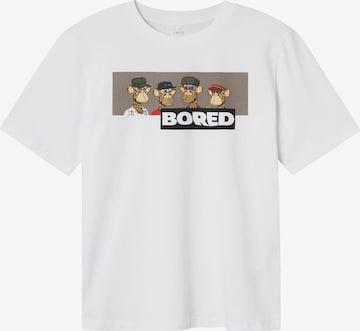 NAME IT Shirt 'Bored Ape' in Wit: voorkant