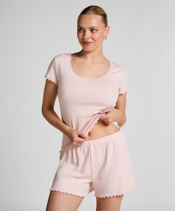 Hunkemöller Korte pyjama 'Pointelle' in Roze: voorkant