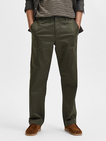 SELECTED HOMME Loosefit Chino nadrág 'Salford' - zöld: elől