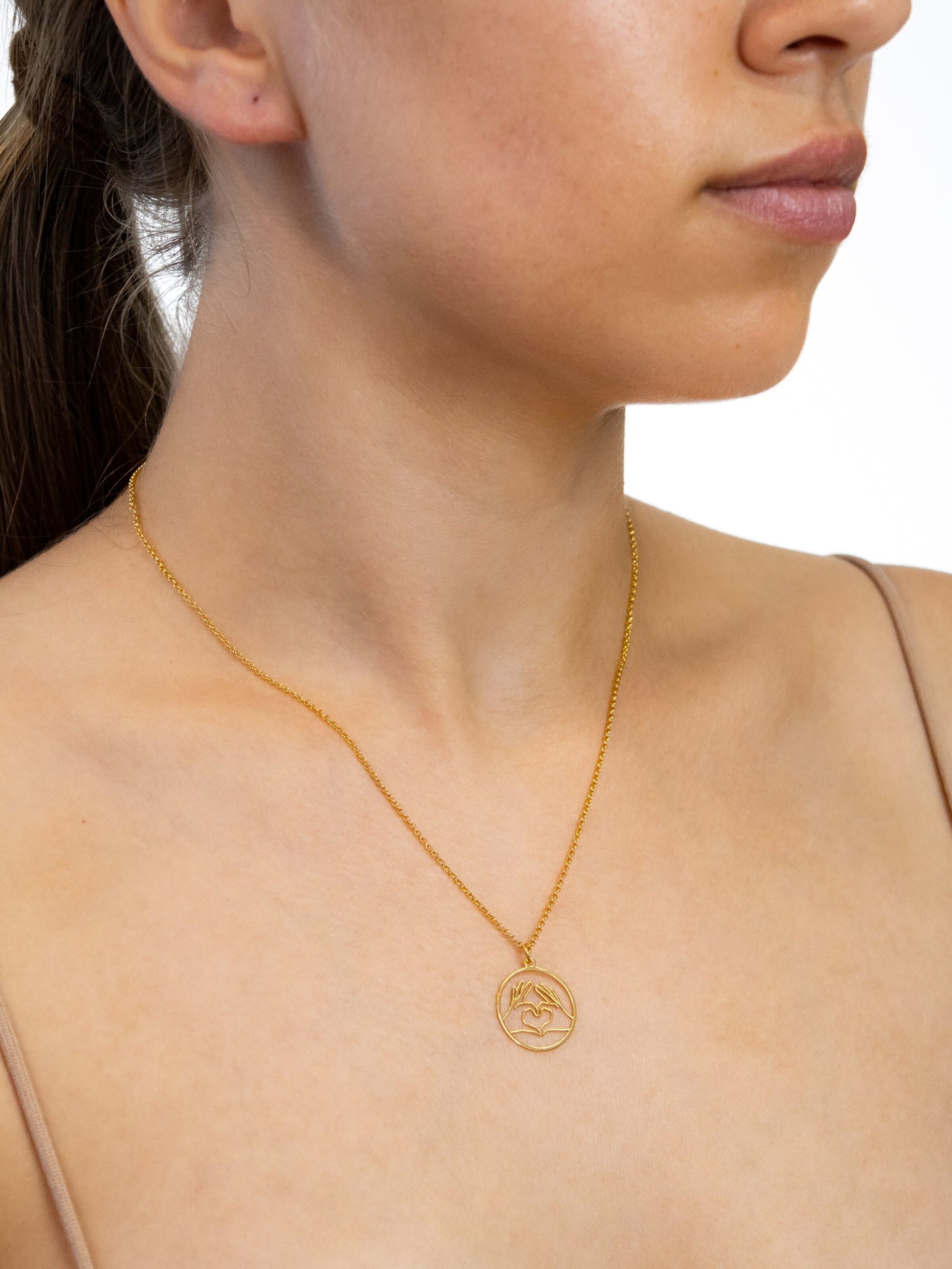 Fräulein Wunder - Colar 'I Heart You' em ouro: frente