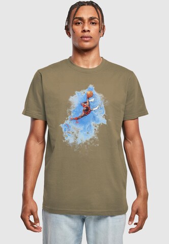 Mister Tee Shirt 'Basketball Clouds' in Groen: voorkant