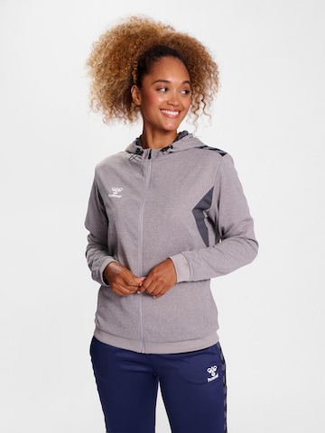 Hummel Athletic Zip-Up Hoodie in Grey: front