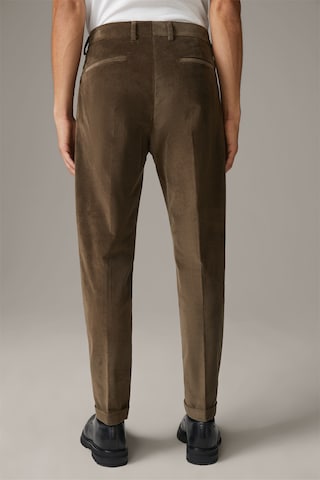 STRELLSON Loose fit Pleated Pants ' Luc ' in Brown