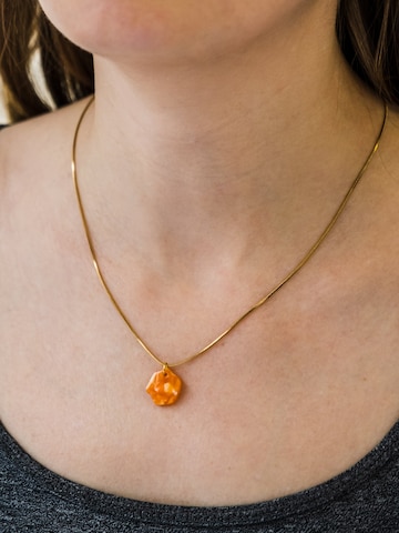 Fräulein Wunder - Colar 'Acetat Alice Gold' em laranja