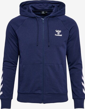 Hummel Athletic Zip-Up Hoodie in Blue: front