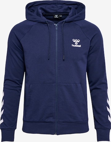 Hummel Athletic Zip-Up Hoodie in Blue: front