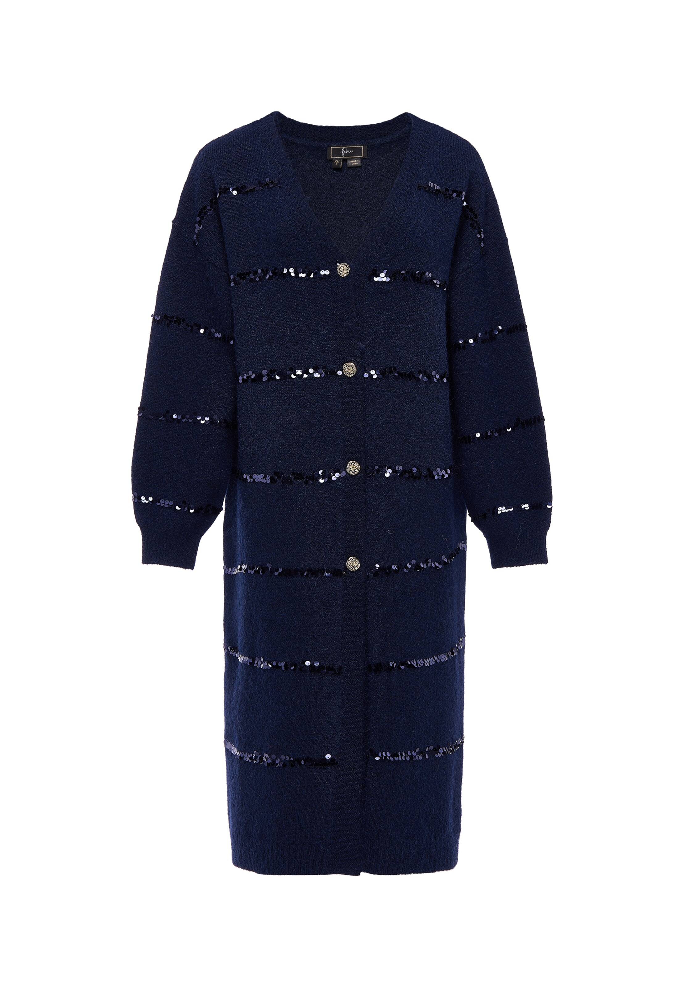 faina Gebreide mantel 'Festive' in Blauw: voorkant
