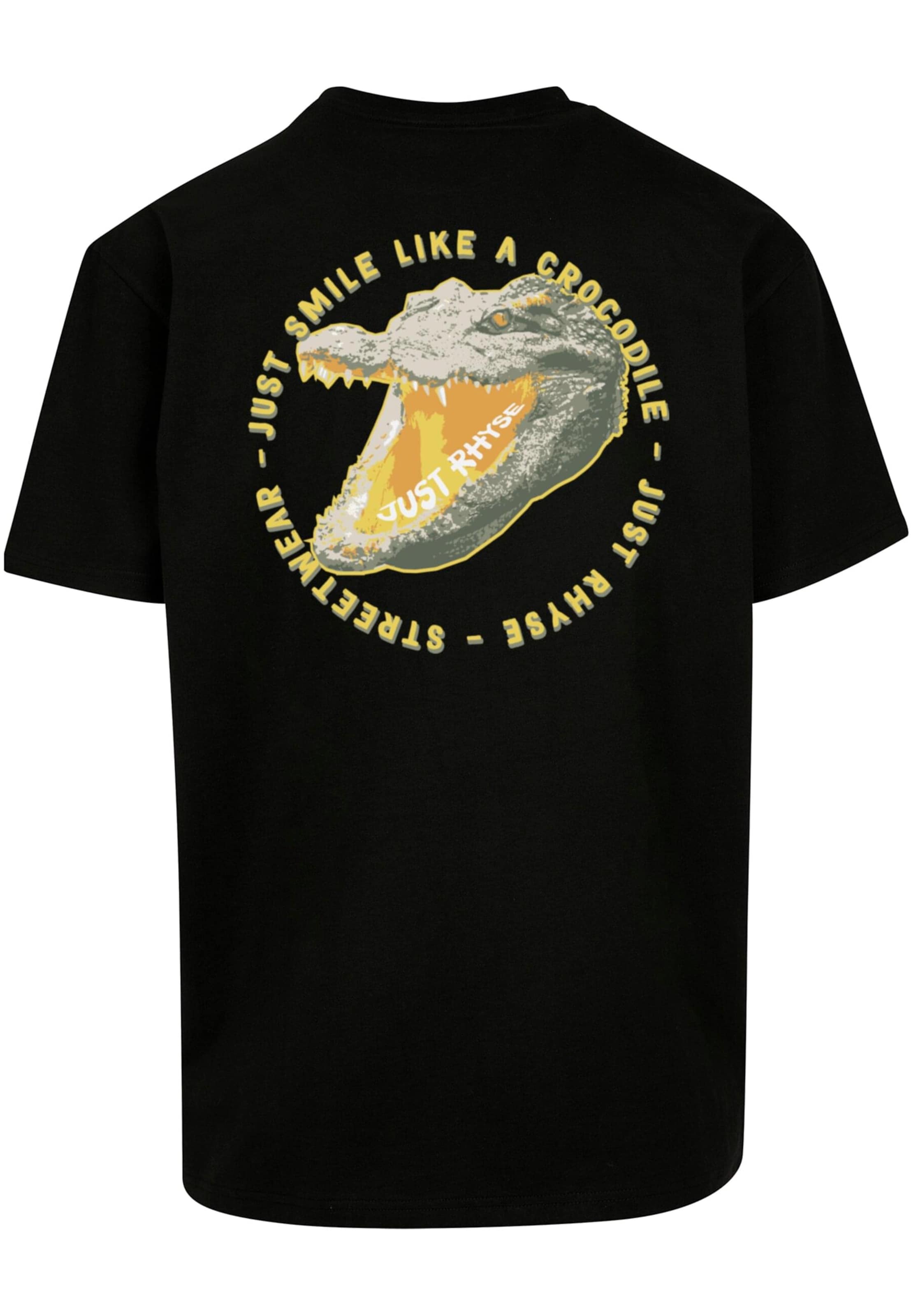 Just Rhyse - Camiseta 'Crocodile Smile' en negro