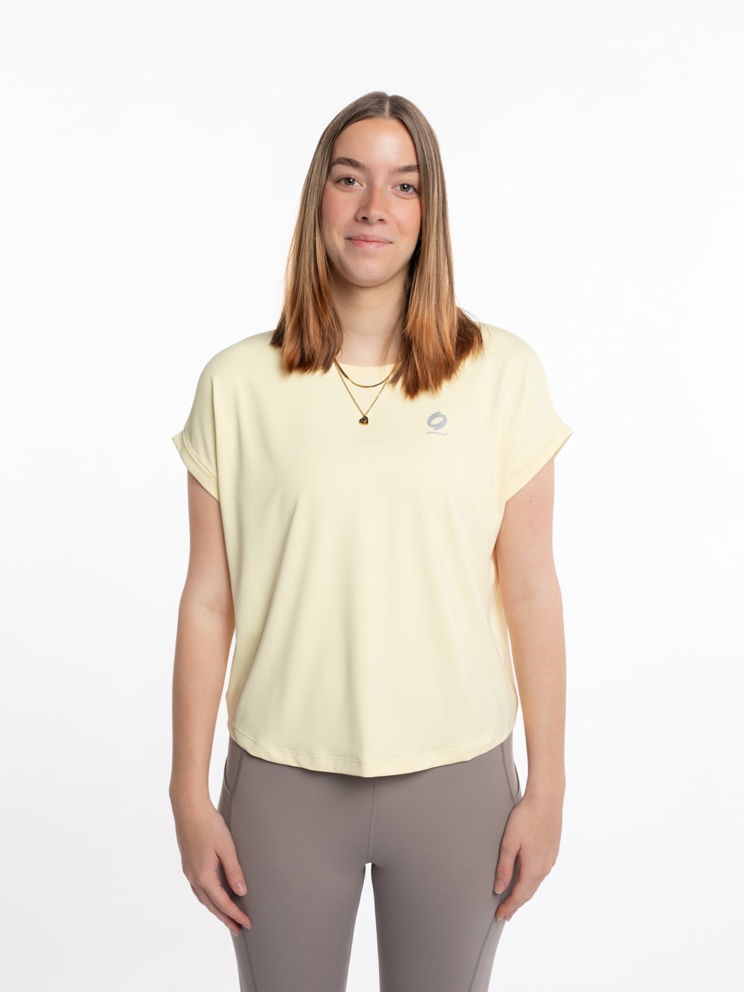 mymotus Shirt 'Mymotus® ladies V-neck T-shirt, Soft Yellow, YW20' in Yellow: front