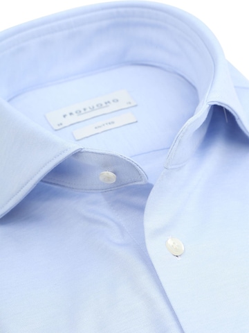 Profuomo Slim fit Button Up Shirt 'Knitted' in Blue